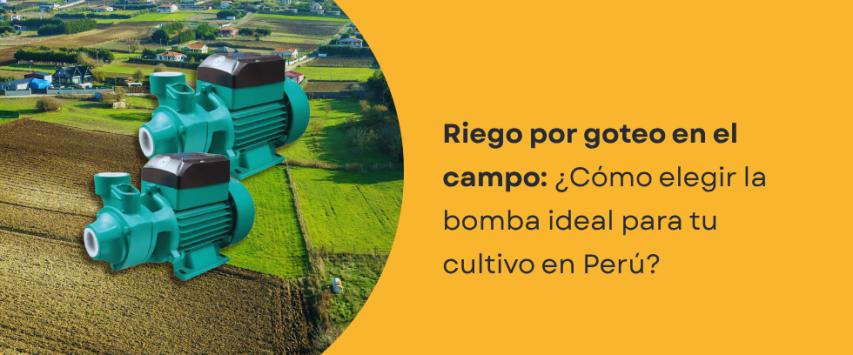 ¿Qué bomba necesito para riego por goteo en zonas rurales del Perú?