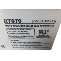 Batería 6V 7Ah AGM VRLA Ritar RT670
