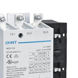 Contactor Monofásico 115A 55kW 3P 220V NC2 CHINT